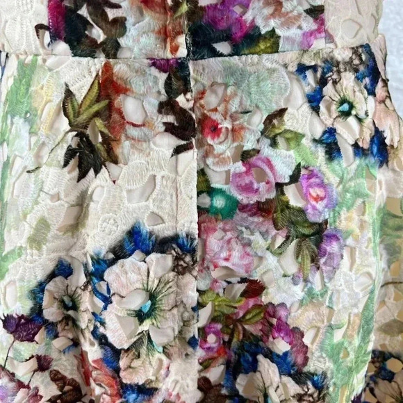 Davids Bridal Womens Strapless Dress 4 Floral Lace Fit & Flare Tea Garden Length - Picture 12 of 16